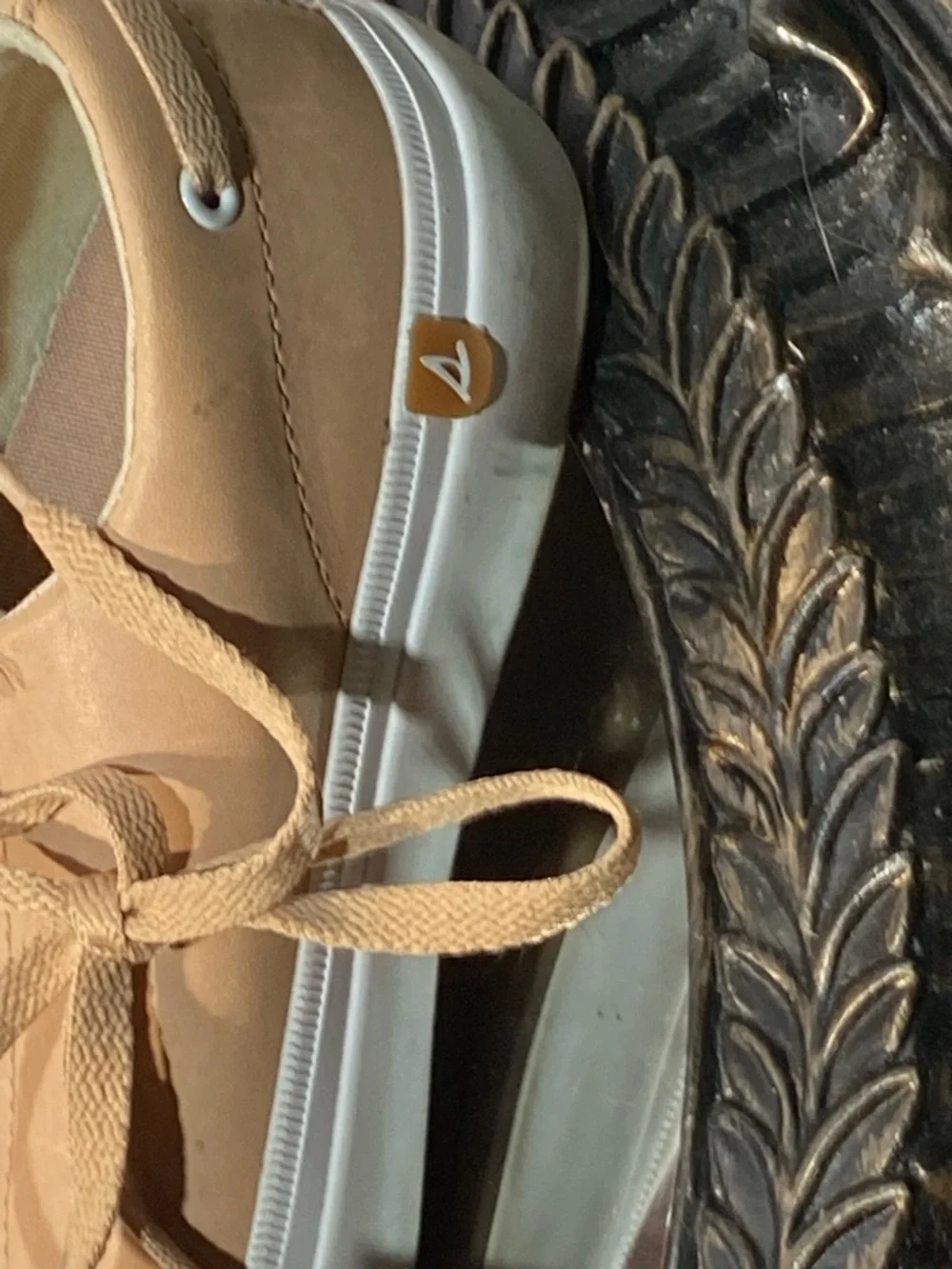 Sperry Women's Tan Canvas Lace-Up Sneakers with White Toe